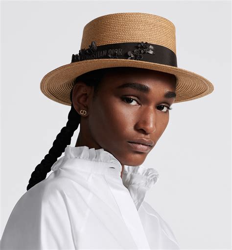 Diorodeo Small Brim Hat Natural Straw and Black Smooth 